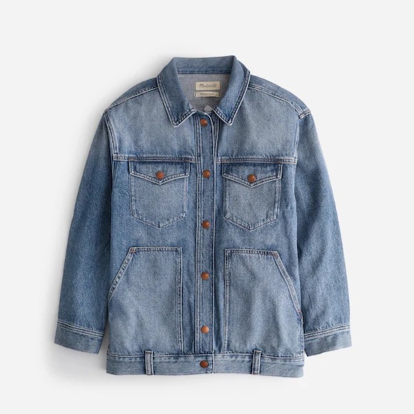 Madewell The Oversized Trucker Jean Jacket in Sentell Wash: Snap-Front Edition - Picture 8 of 11
